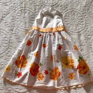 Floral Orange and White Girls Summer Dress by Blueber Blvd Gently Loved Sz 5